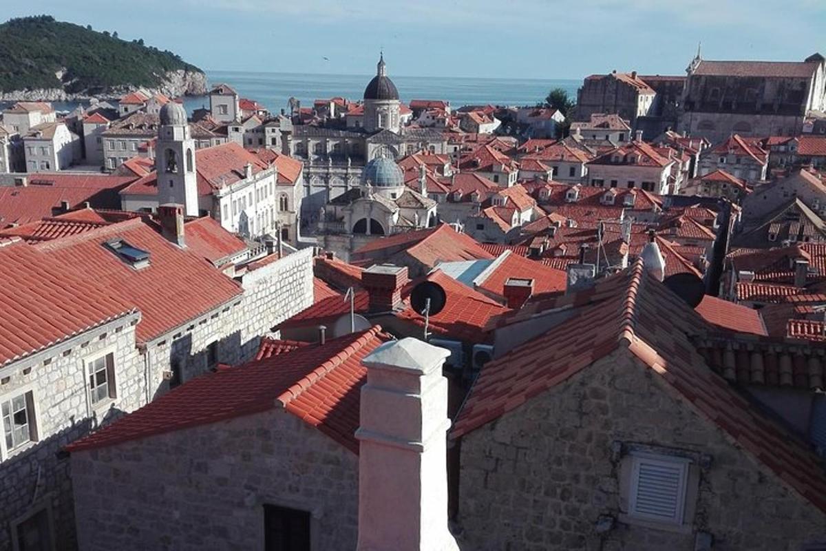 pohled na město s červenými střechami