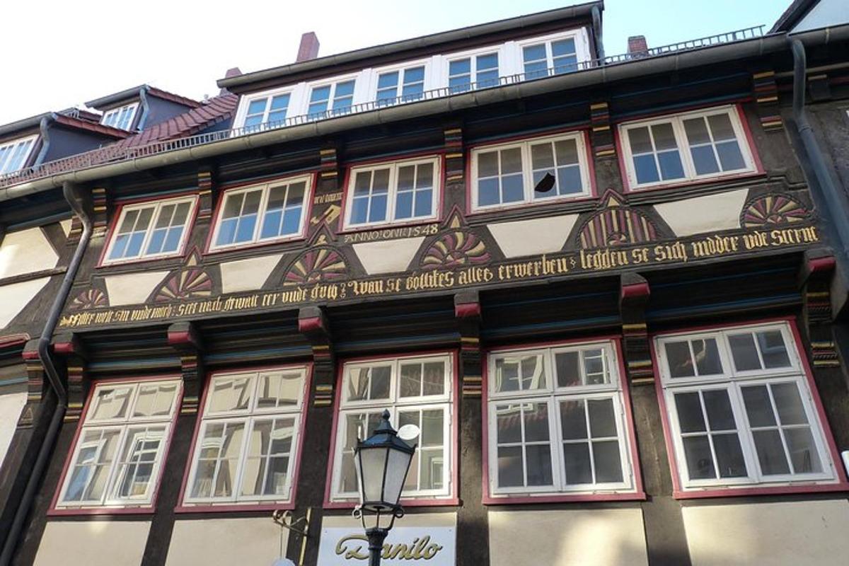 a building with a lot of windows and a street light
