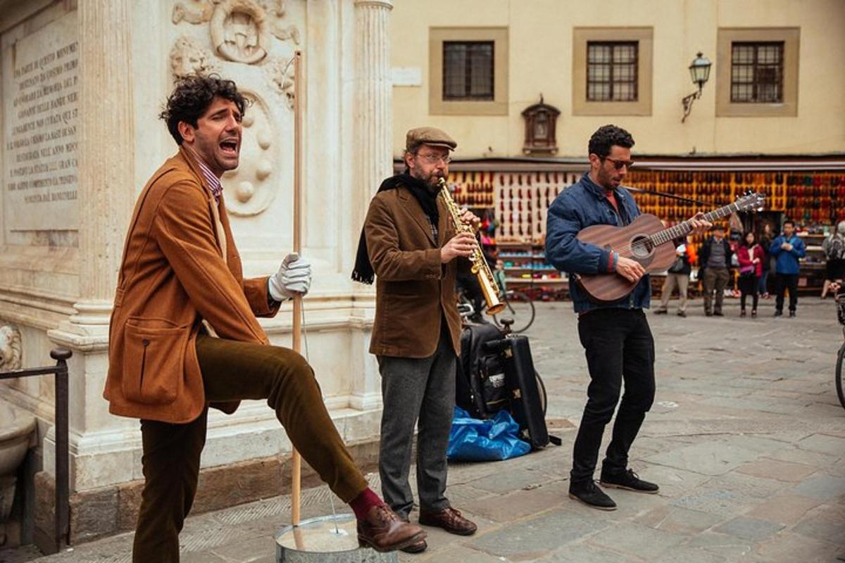 a group of men playing music on the street