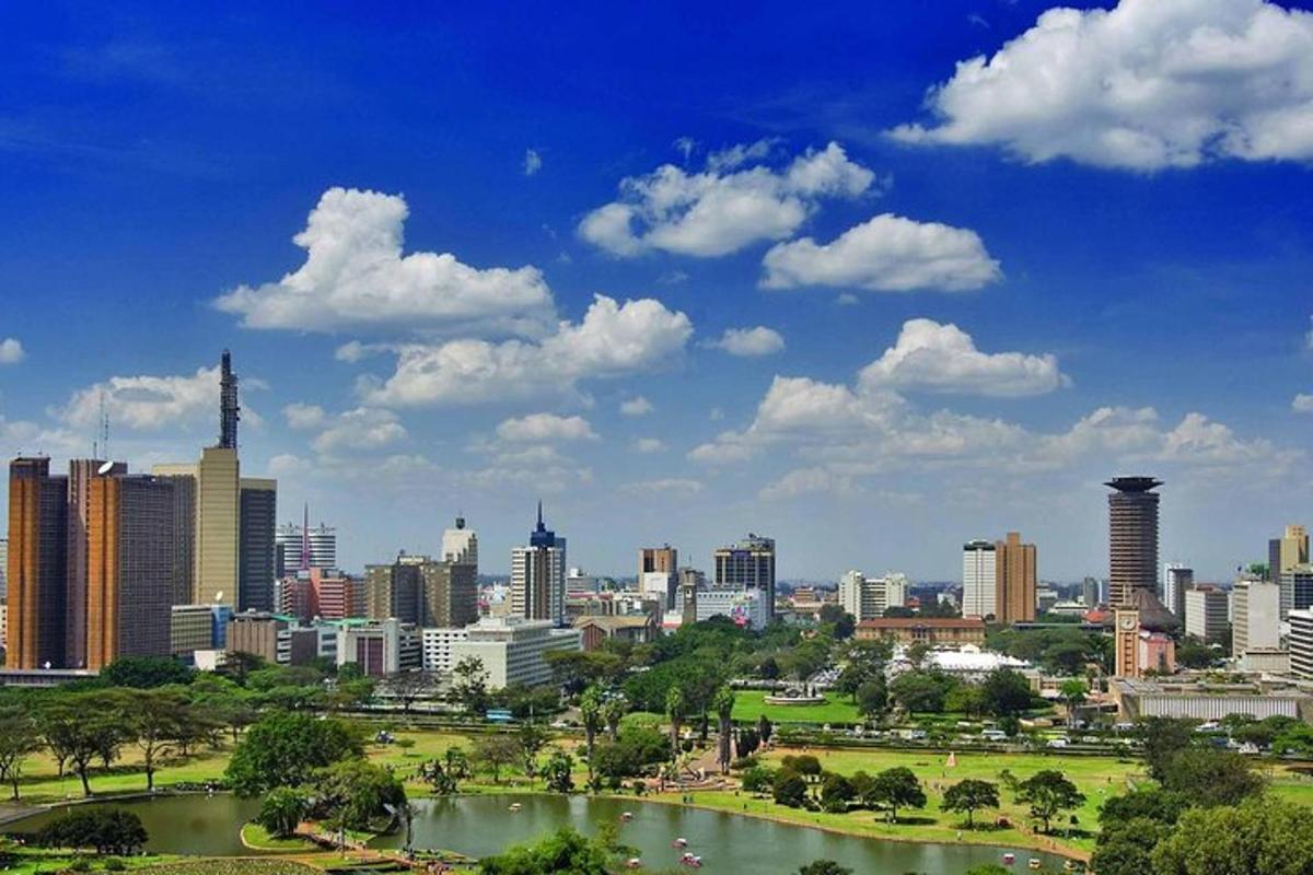 a view of a city with a river and buildings