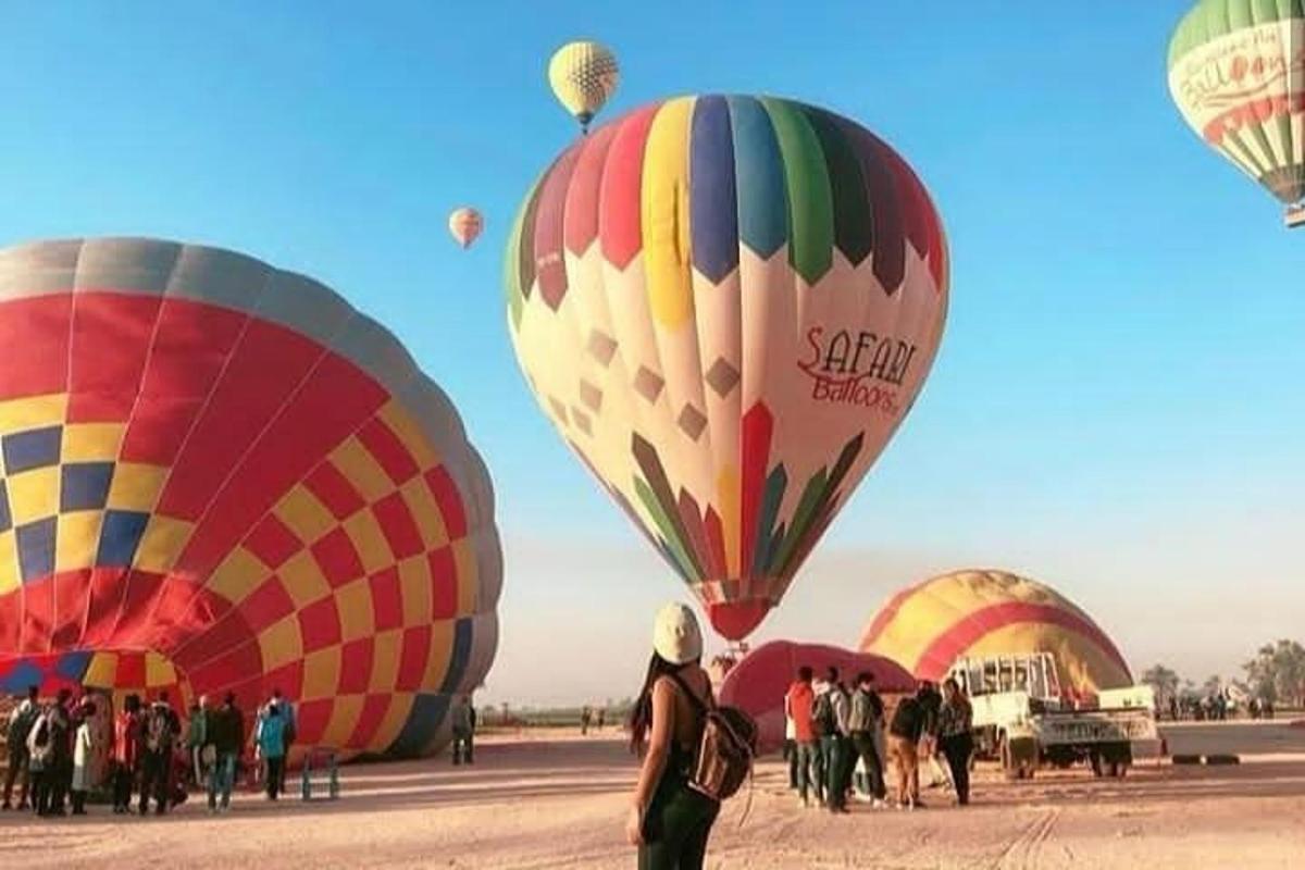 a group of hot air balloons in a field