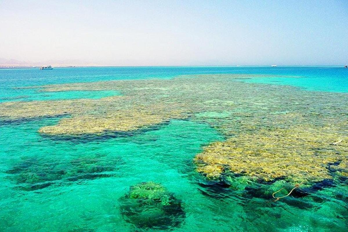 مساحة كبيرة من المياه مع الصخور والشعاب المرجانية