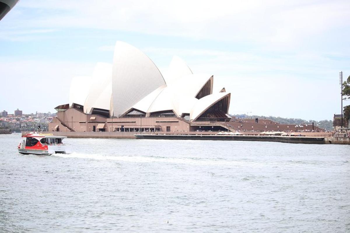 un bateau dans l'eau devant l'opéra