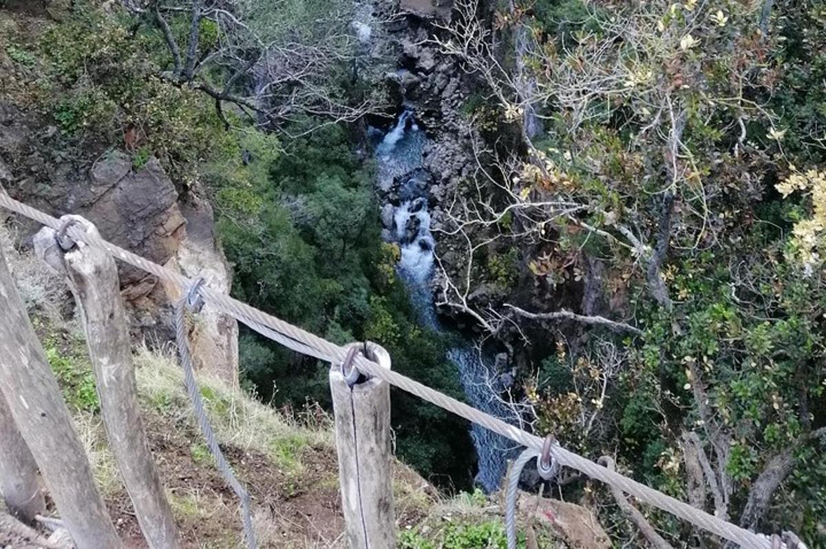 a view of a river from a wooden bridge