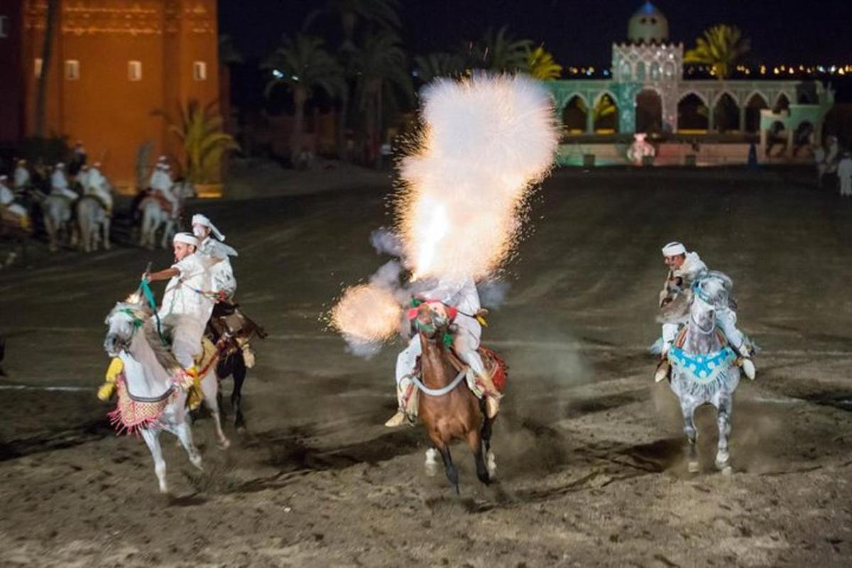 a group of people riding horses in a circus