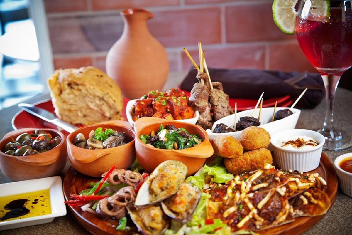a plate of food with different types of food on a table