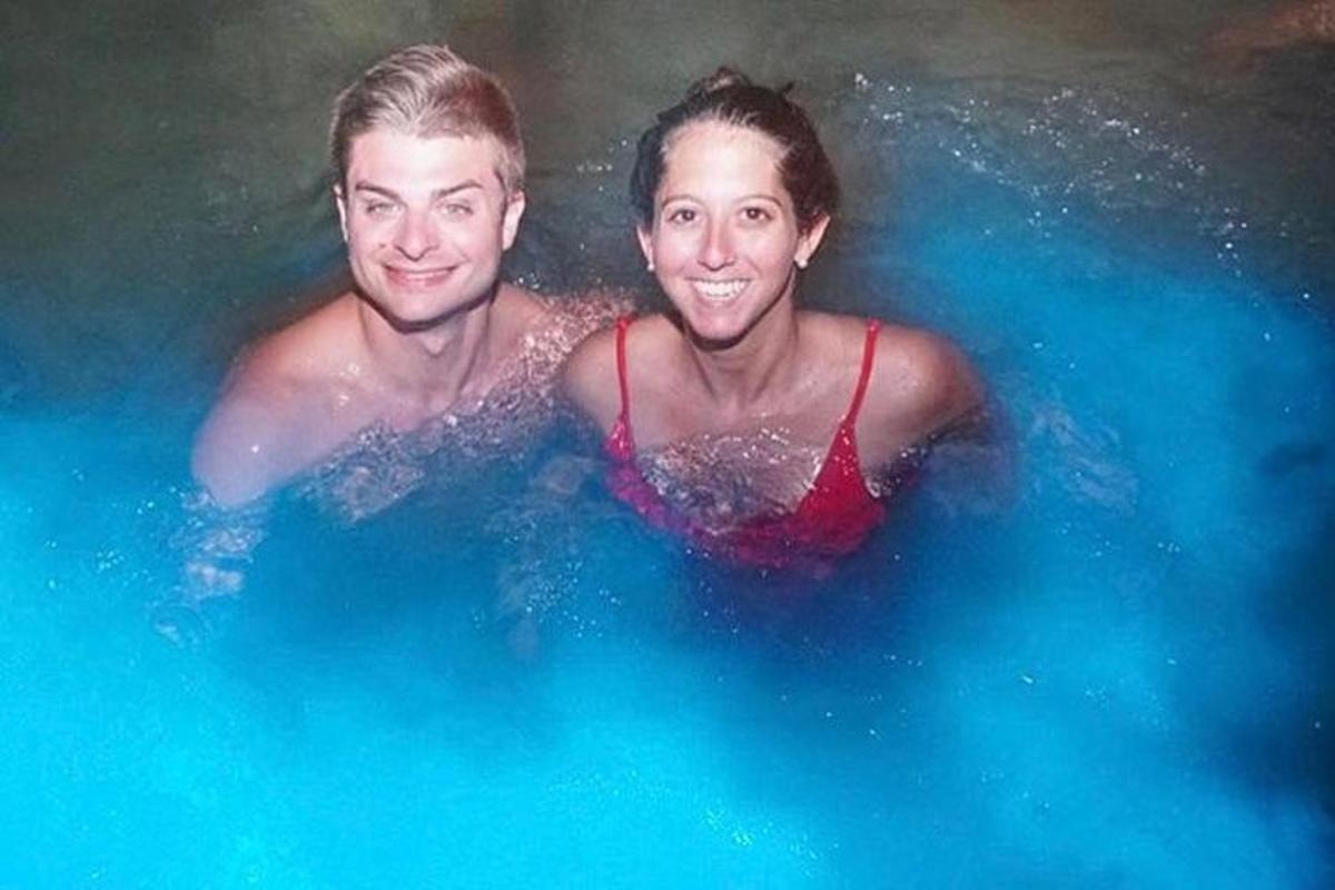 a man and a woman in a swimming pool