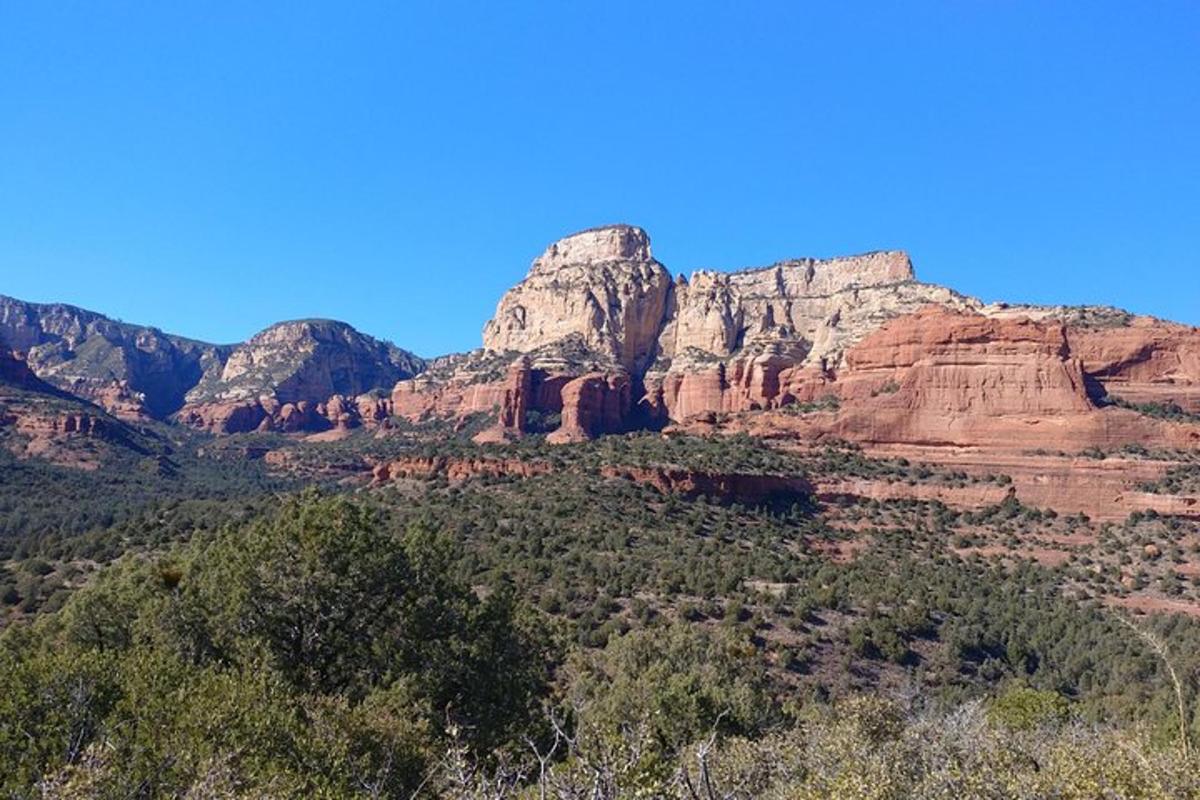 a view of the superstition mountains from the trail
