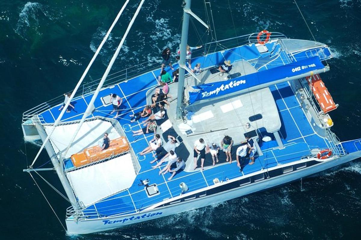 un grup de persones en un vaixell blau a l'aigua