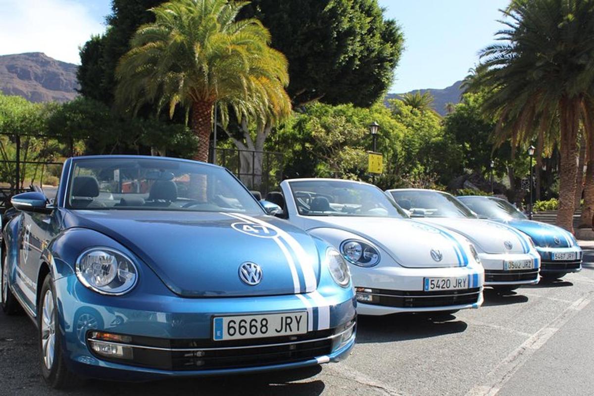 Röð af klassískum bílum lagt á bílastæði