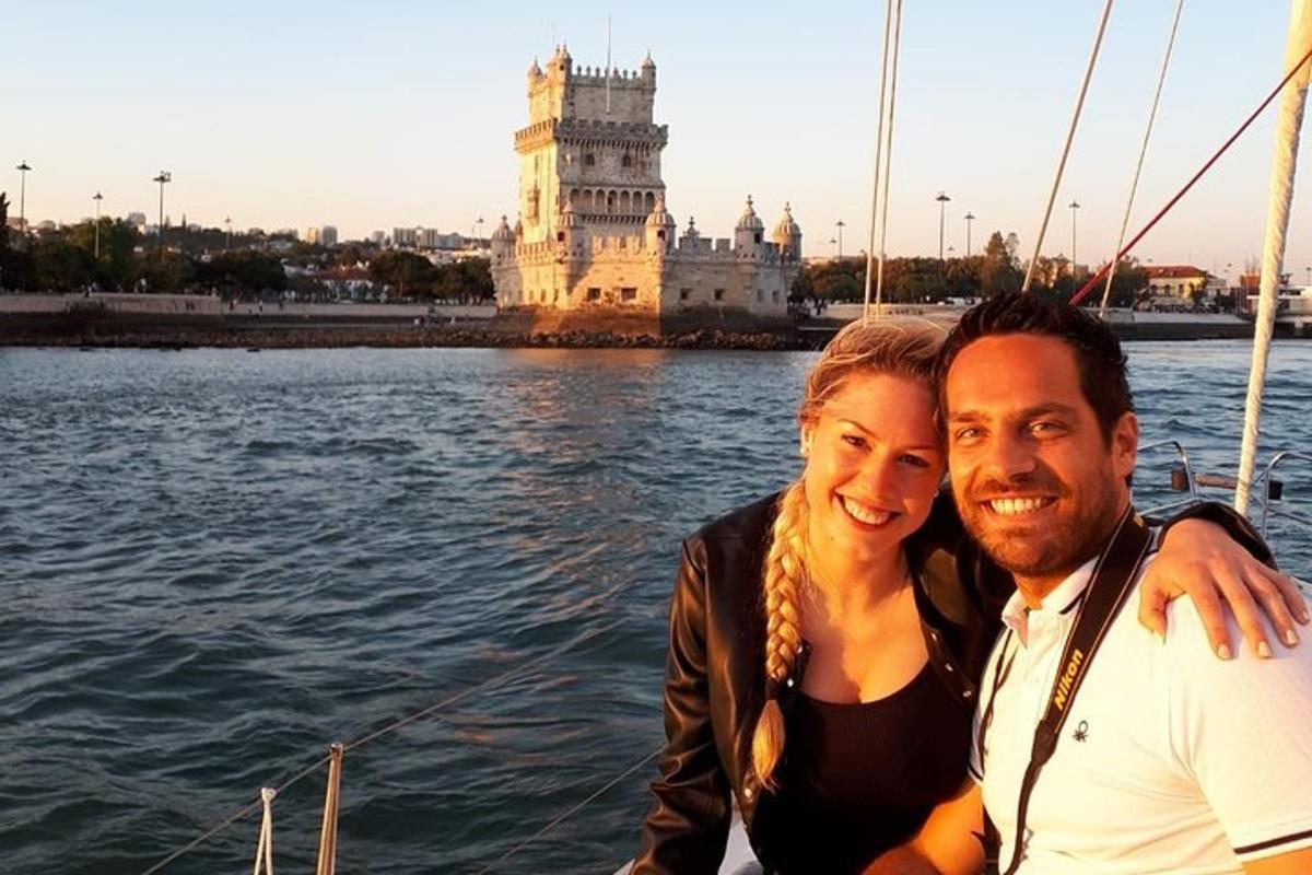 a man and a woman on a boat in the water