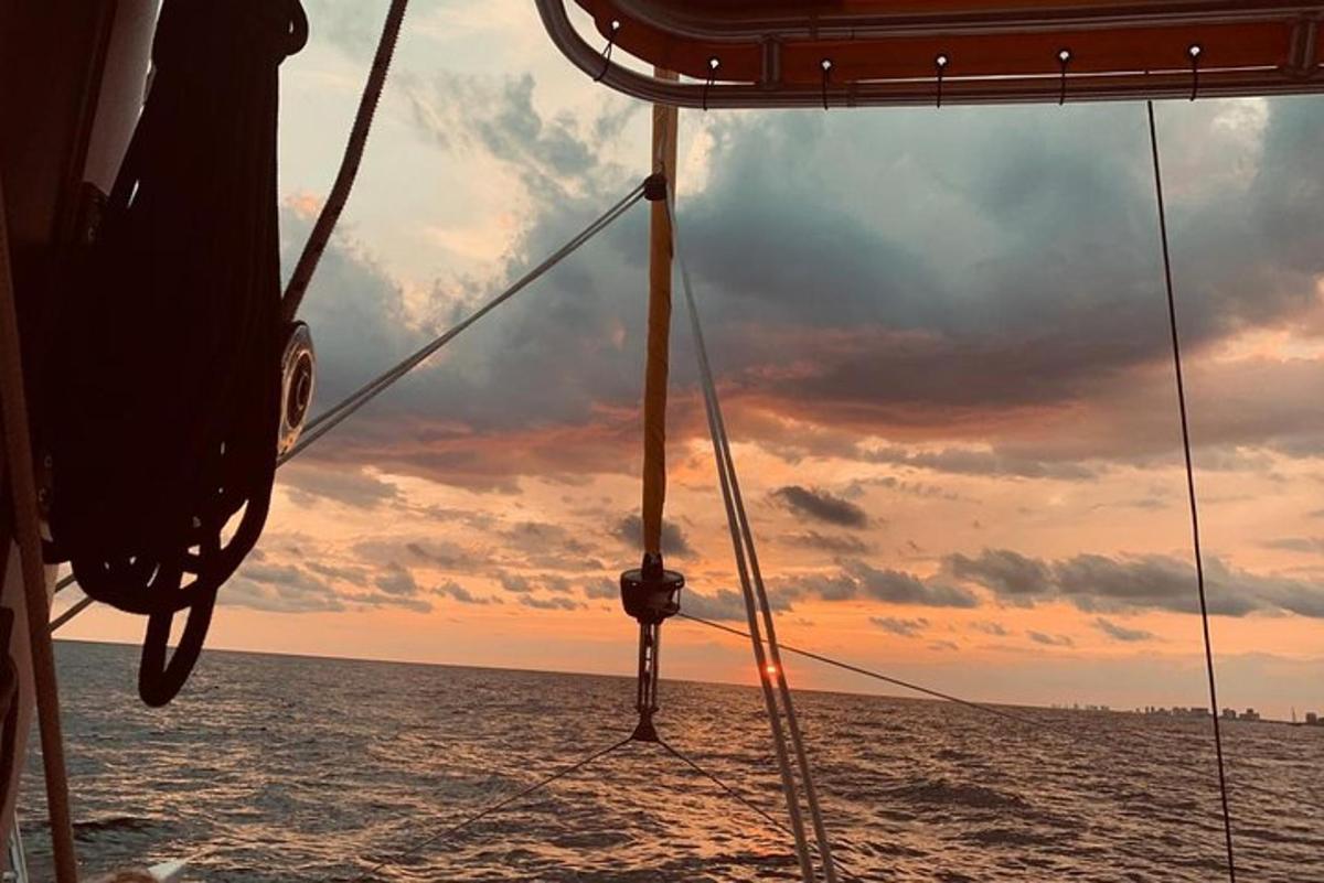 a view of the bow of a boat in the ocean