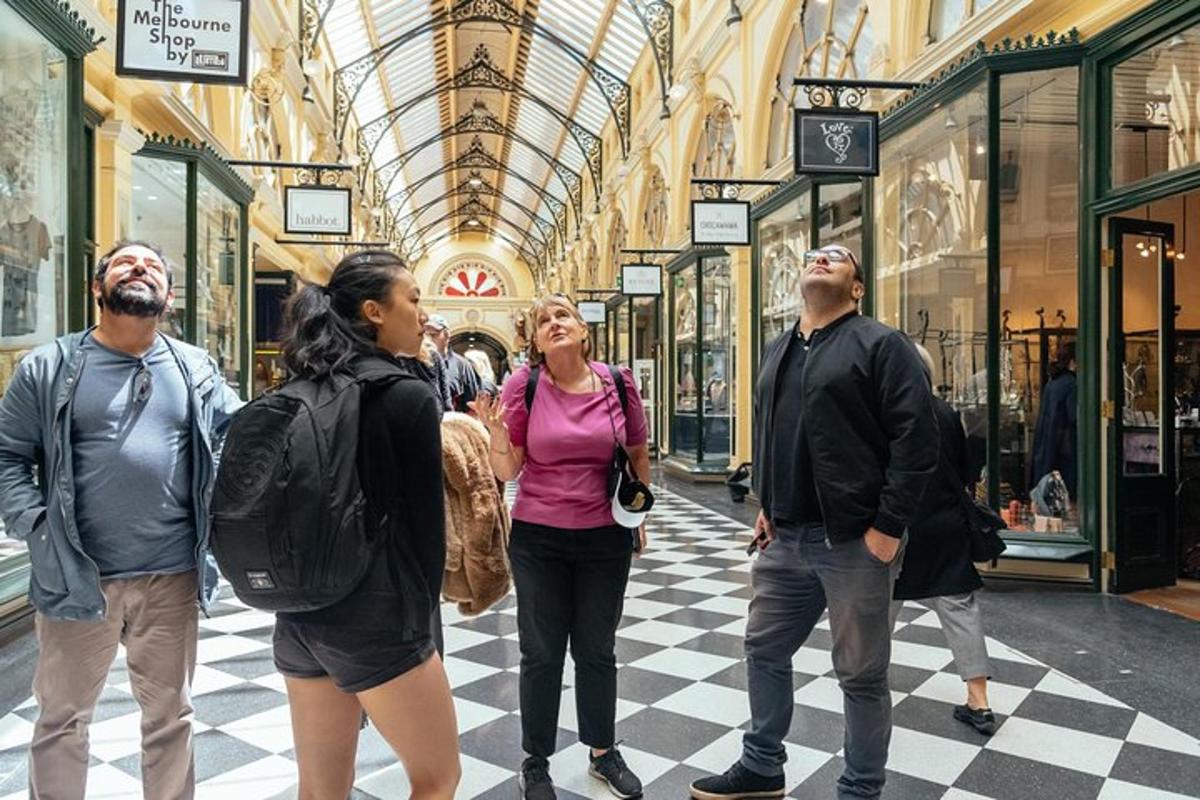 a group of people standing in a shopping mall