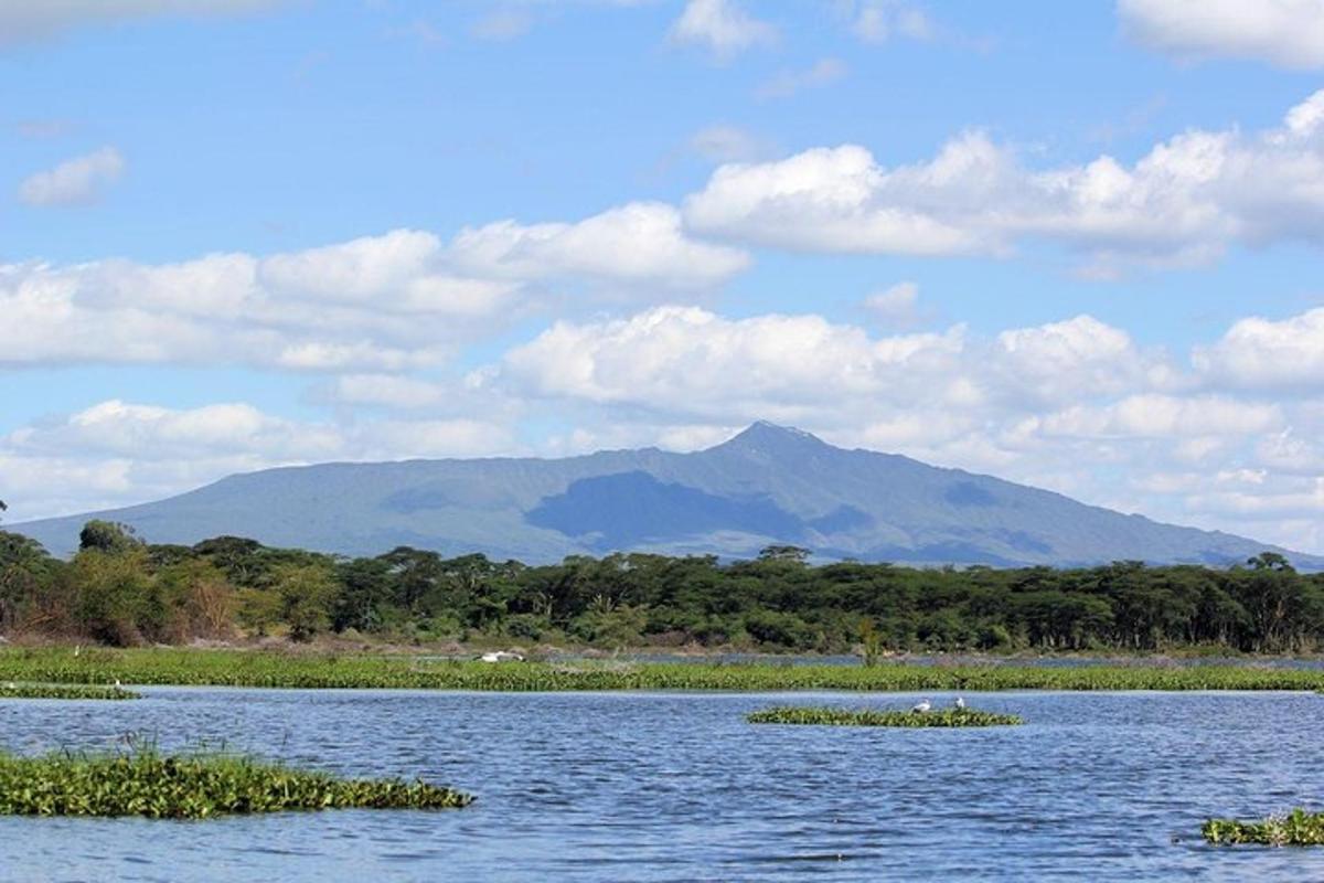 a large body of water with mountains in the background