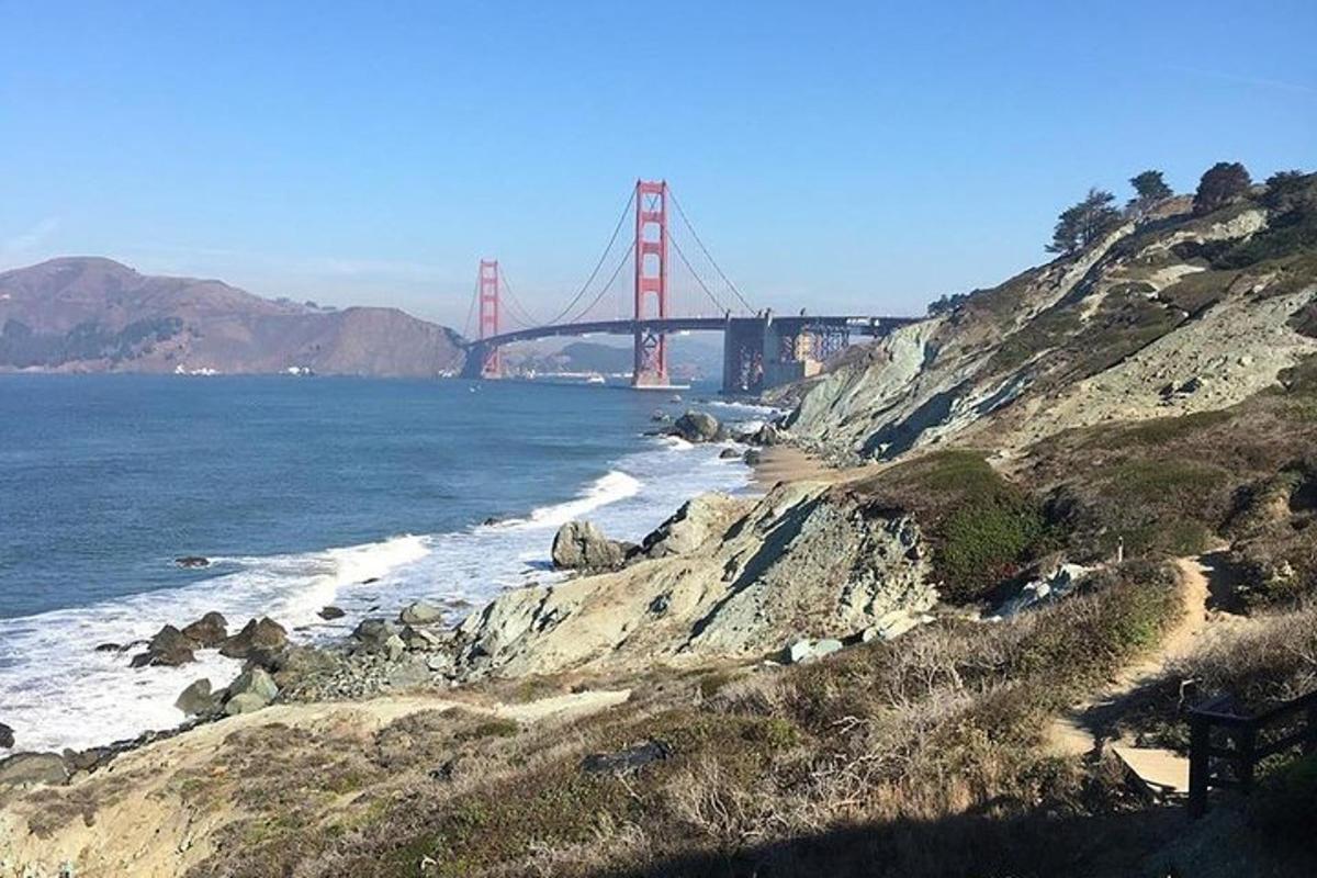 a view of the golden gate bridge from the coast