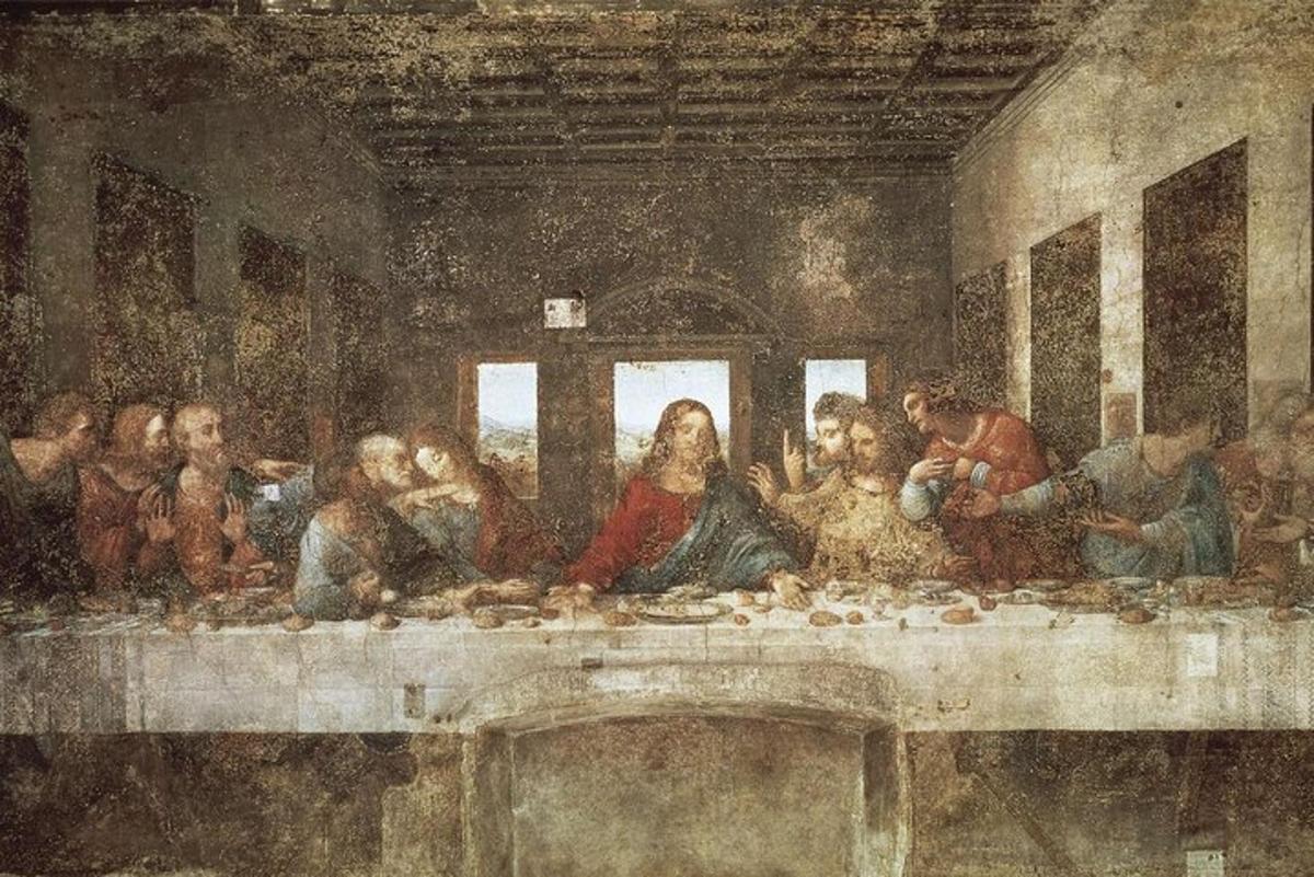 een schilderij van een groep mensen die in een kamer eten