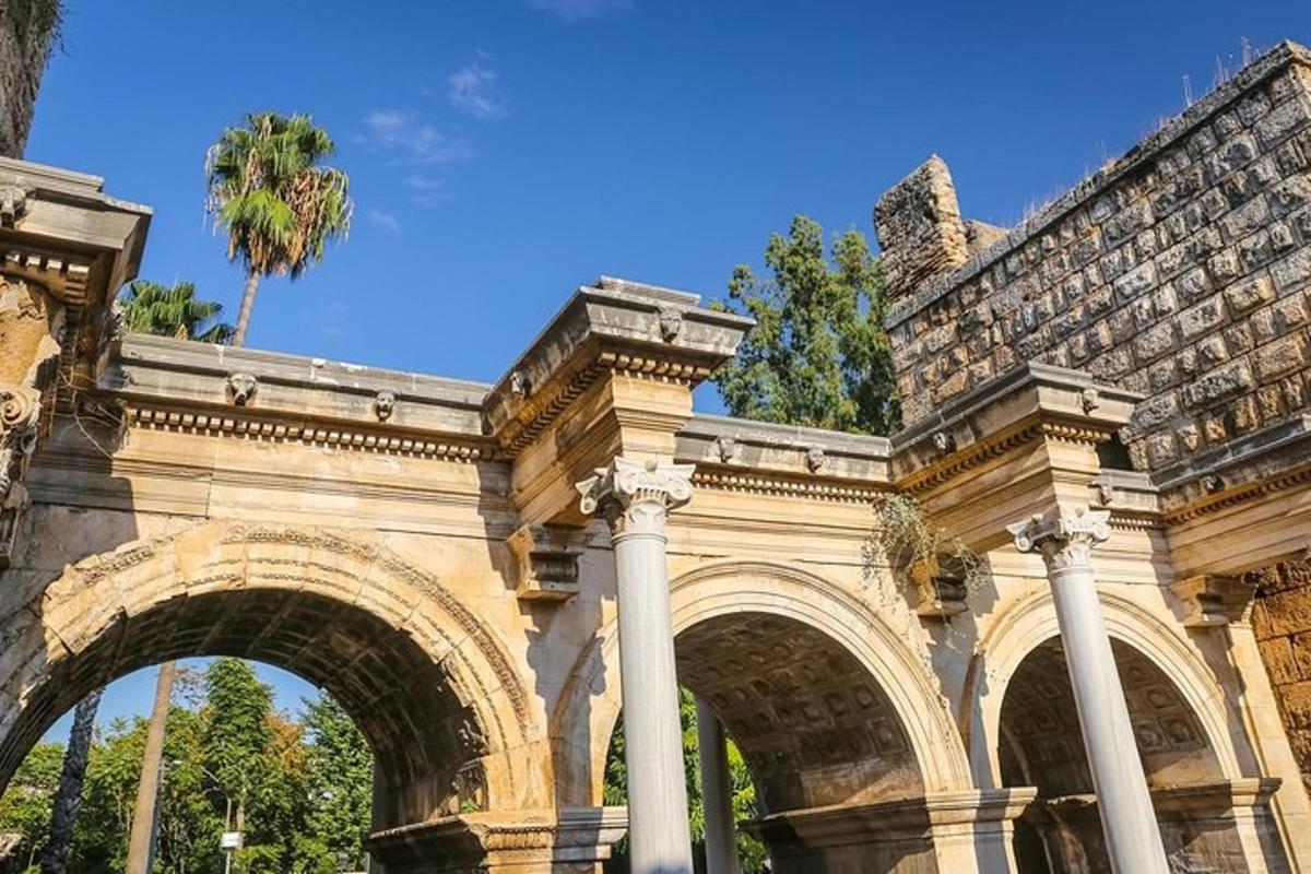 một tòa nhà có mái vòm và một cây cọ ở phía sau