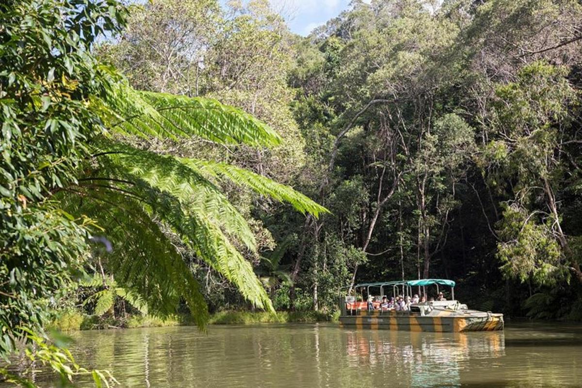 a group of people on a boat on a river