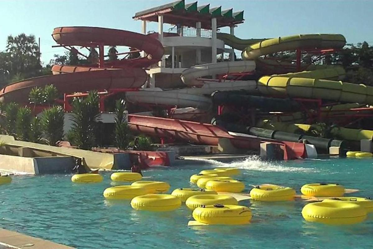 a water park with a bunch of water slides