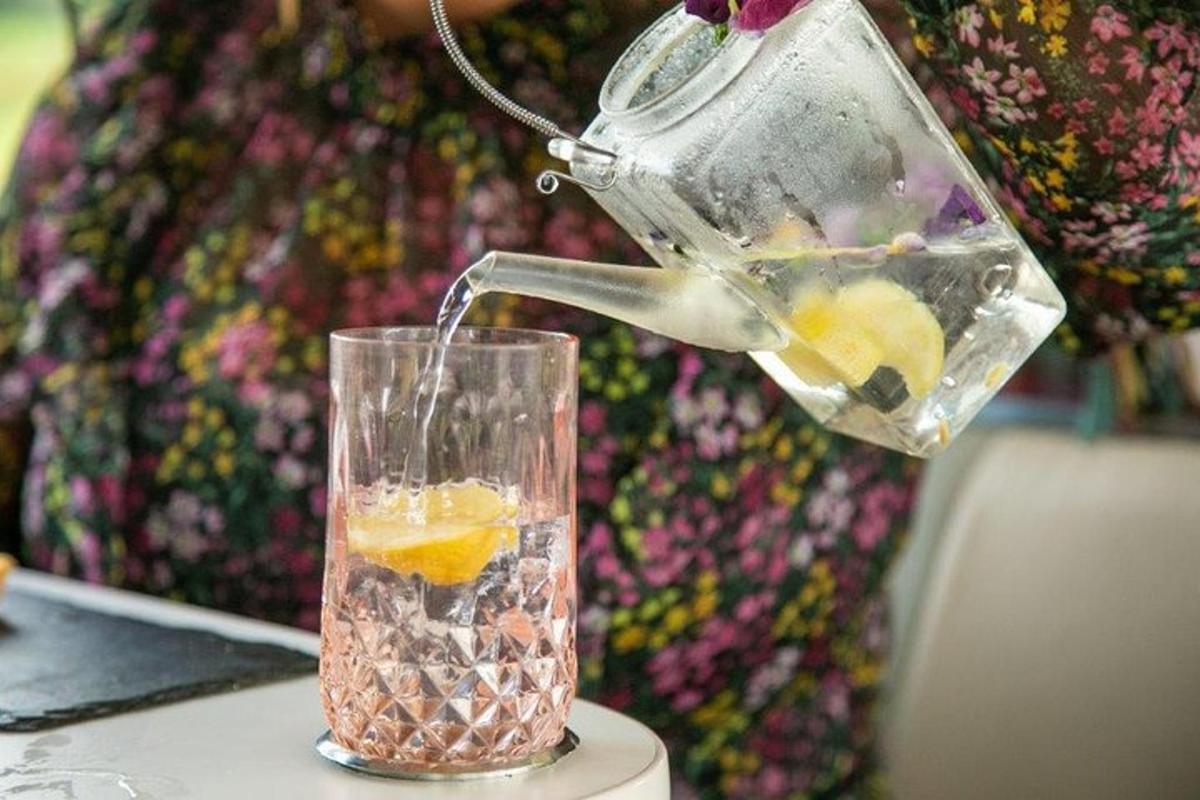 a blender sitting on top of a table with a drink