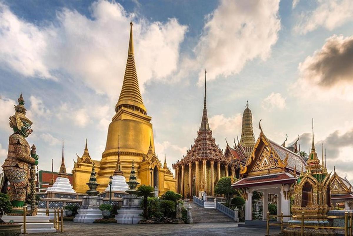 a group of buildings with spires on top
