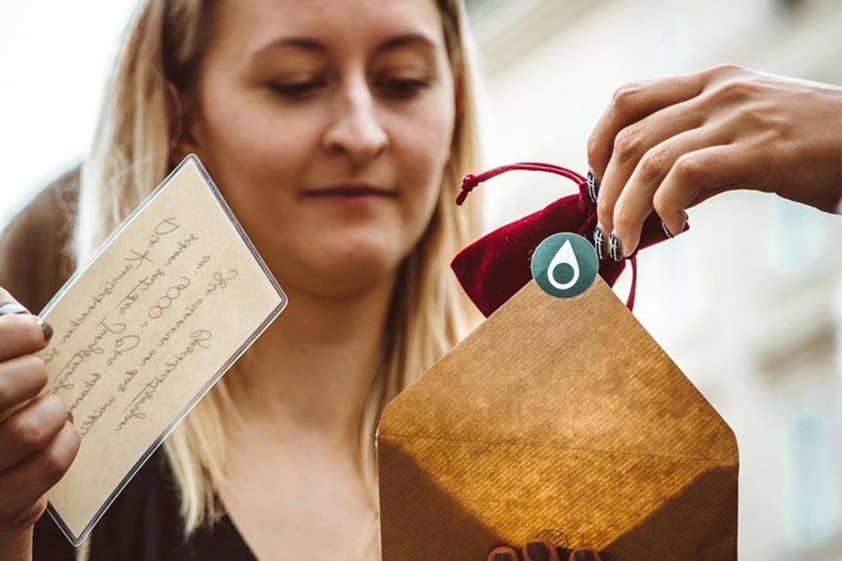 a woman is holding up a wooden price tag