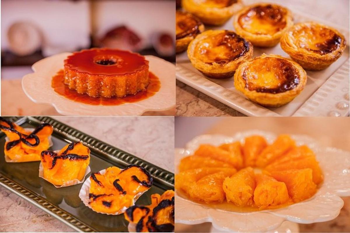một bức tranh ghép gồm bốn bức ảnh về các loại món tráng miệng khác nhau