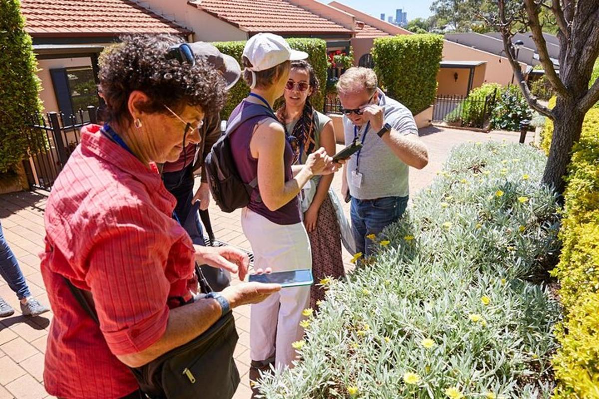 un grup de persones mirant un jardí