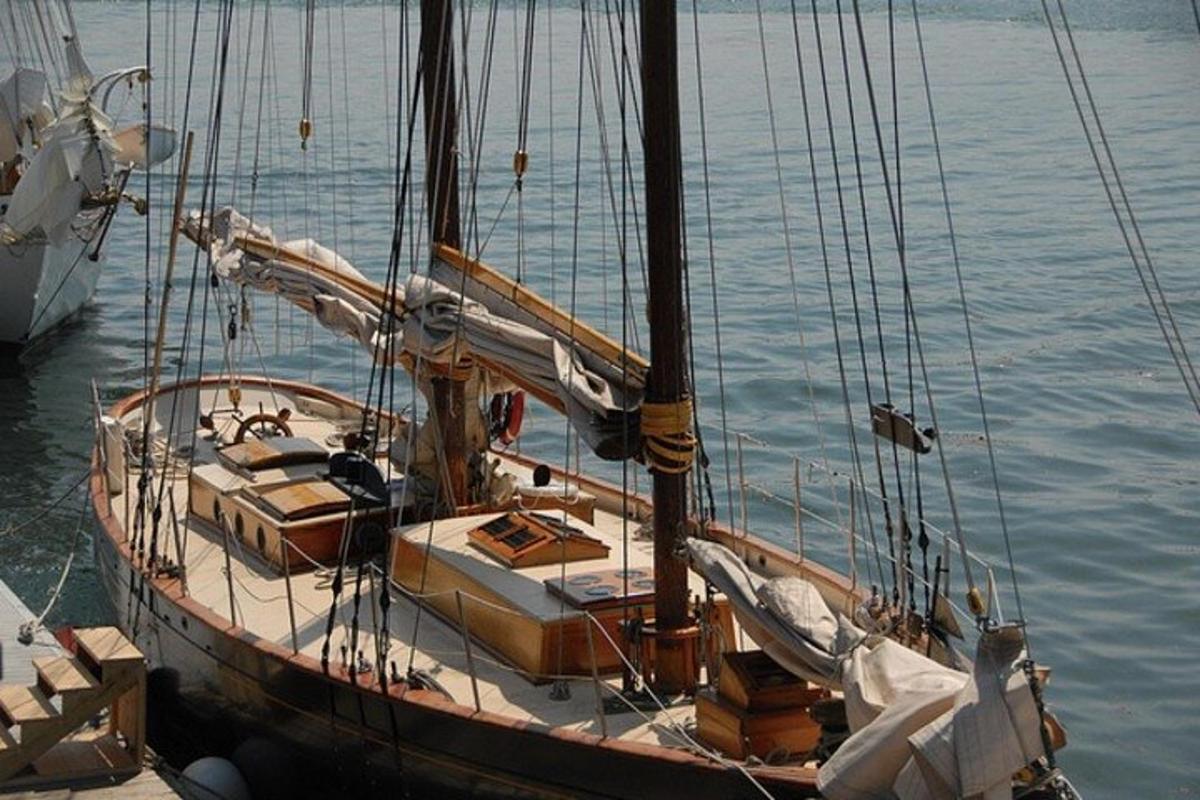a boat is docked in the water
