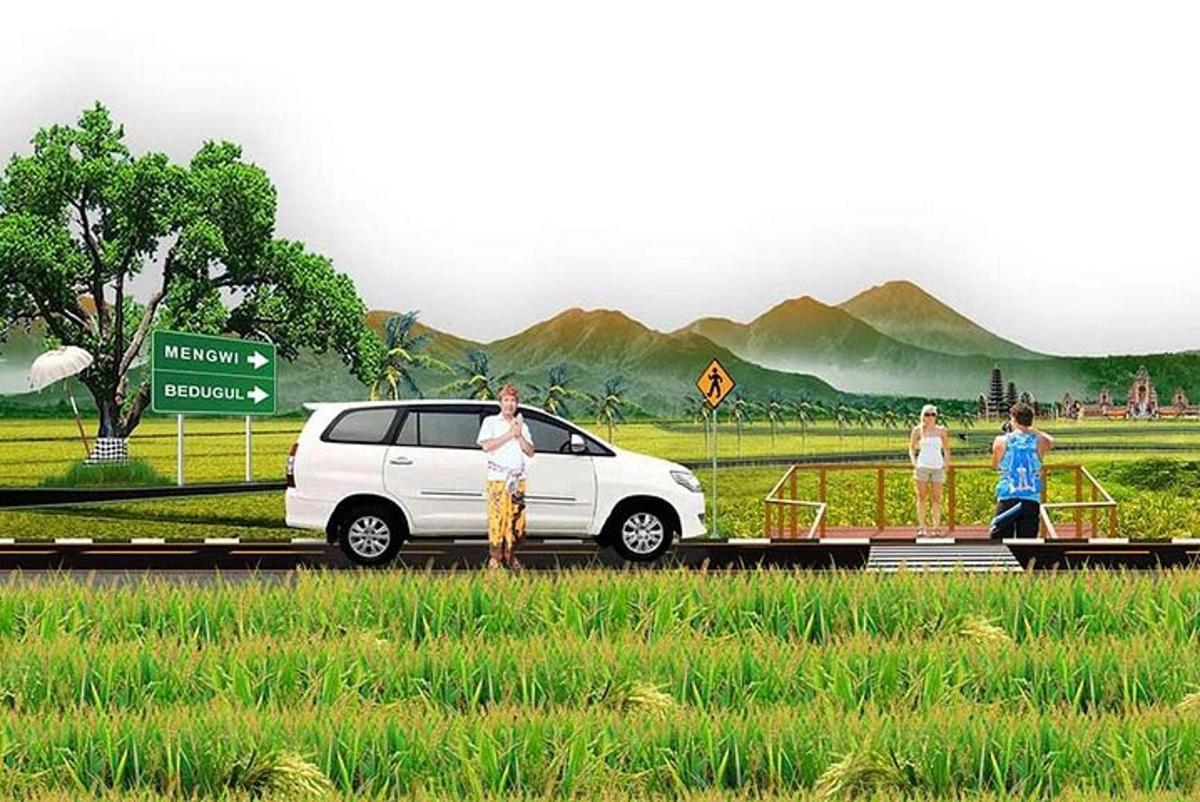 a group of people standing next to a white car