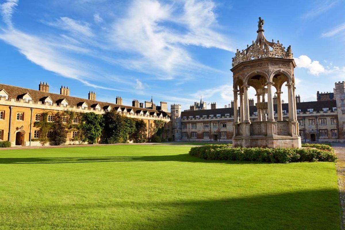 un edificio con un gazebo in mezzo a un campo erboso