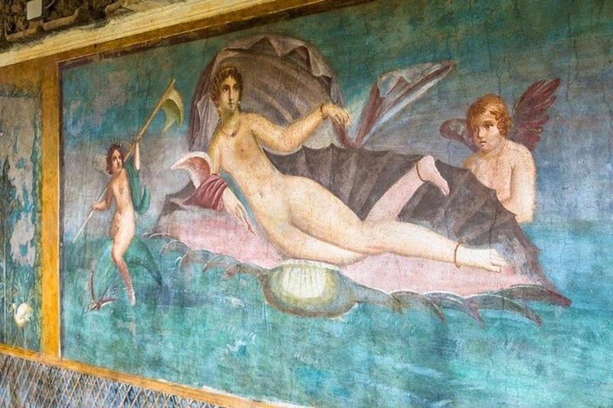 un dipinto di un uomo e una donna sull'acqua