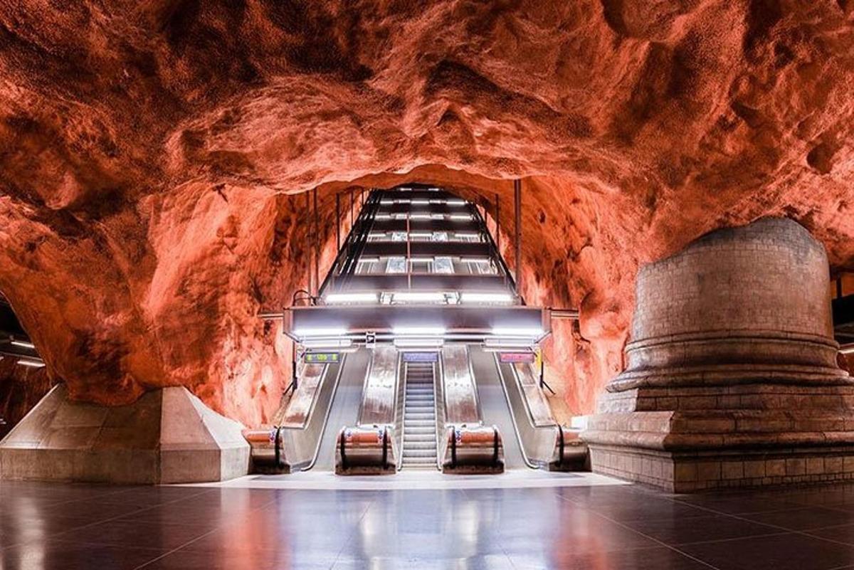 an image of an escalator in a cave