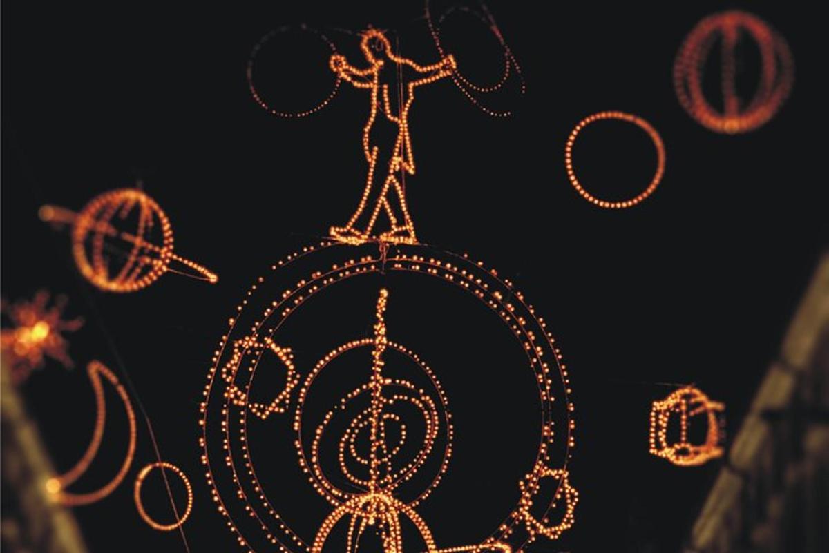 a christmas decoration of a man on a bike