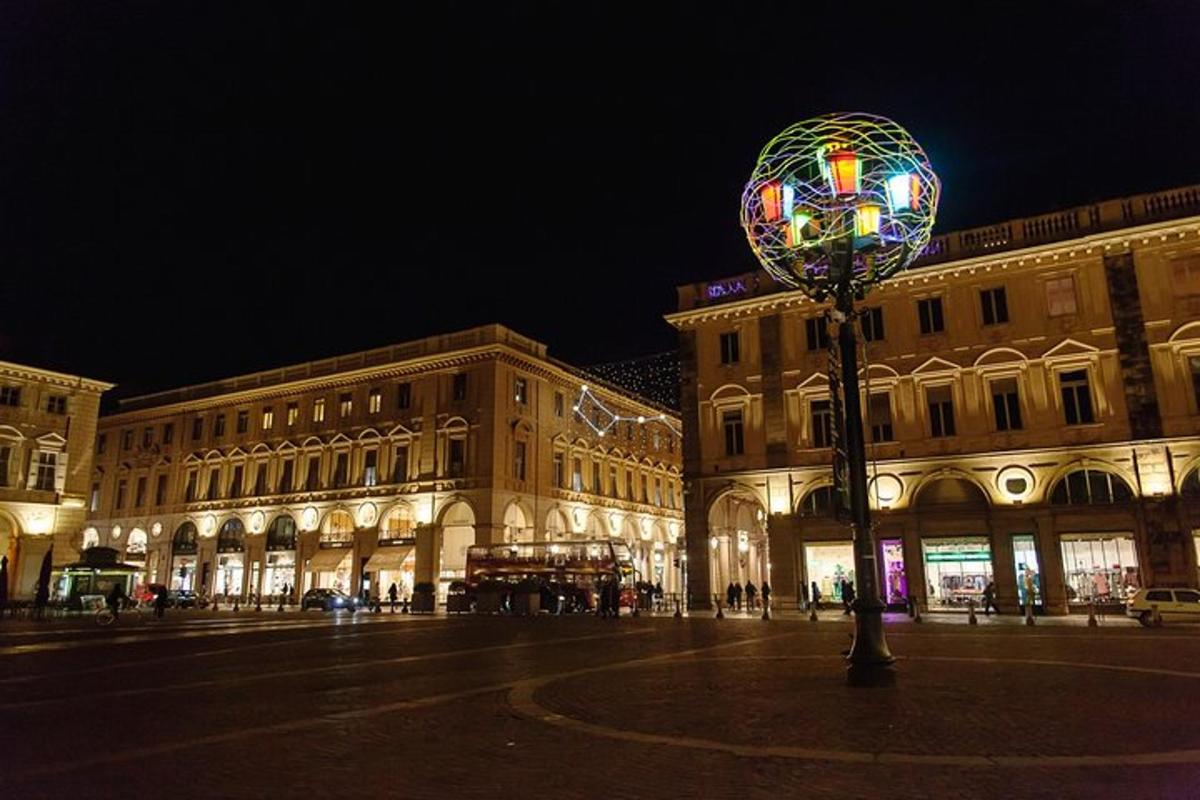a building with a street light in front of it at night