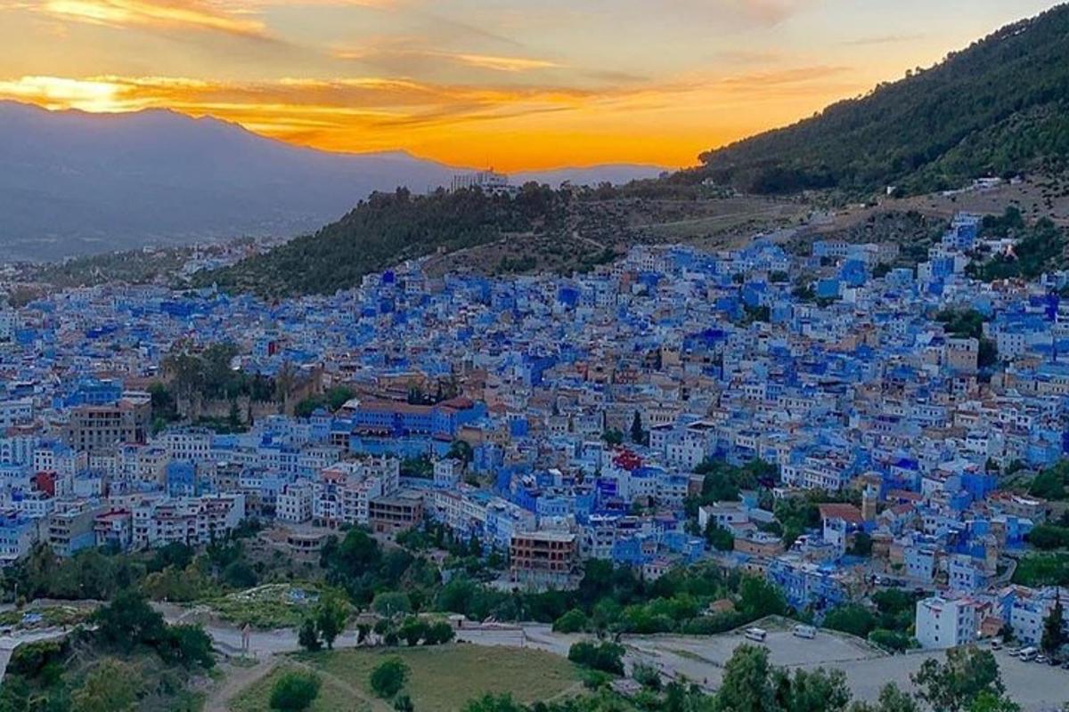 an aerial view of the blue city of chefchaouen