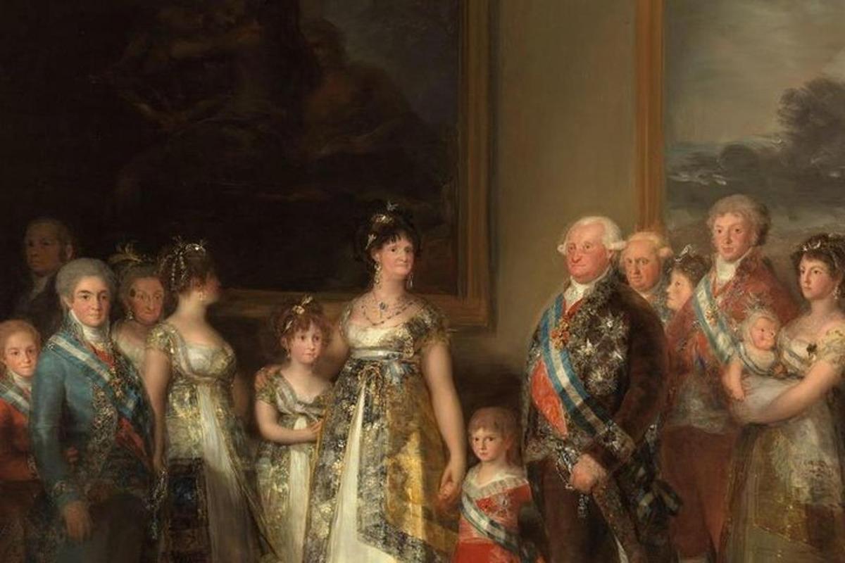 a painting of a group of people posing for a picture