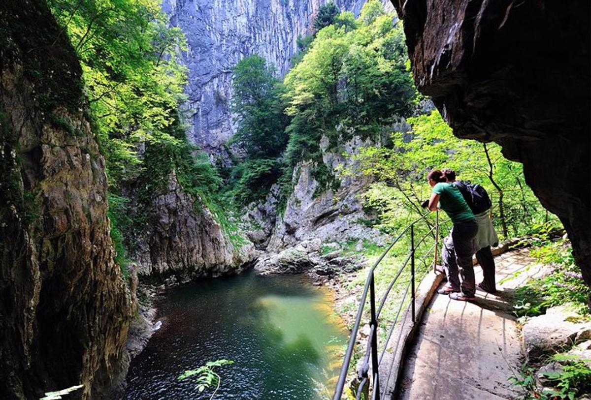 a man standing on a bridge over a river