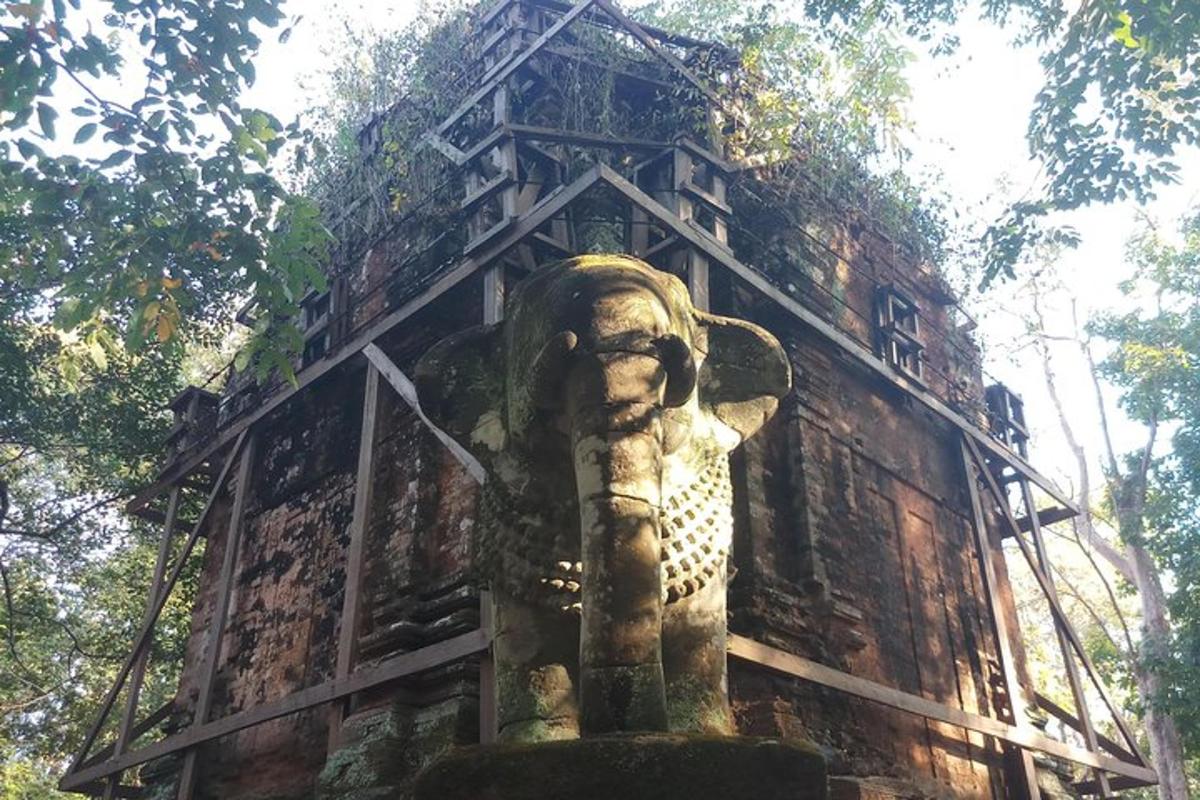 uma estátua de um elefante na lateral de um prédio