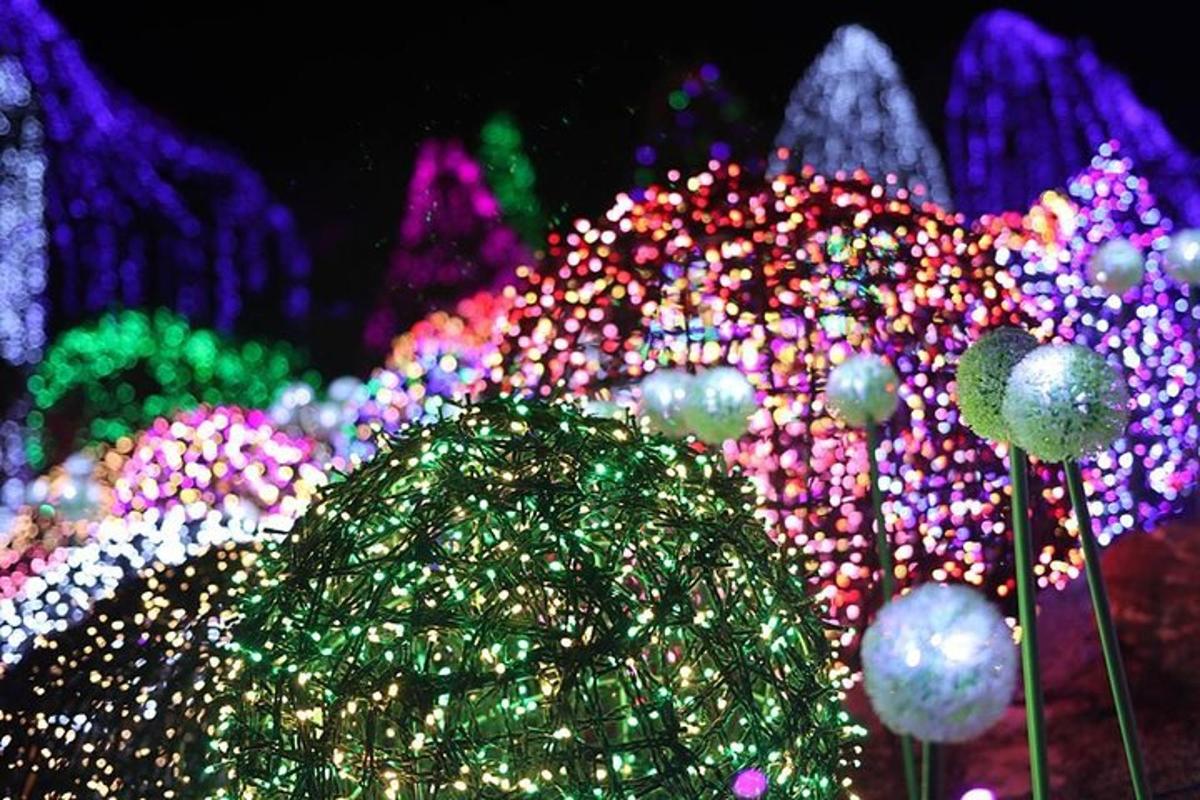 tampilan lampu Natal dengan kubah hijau