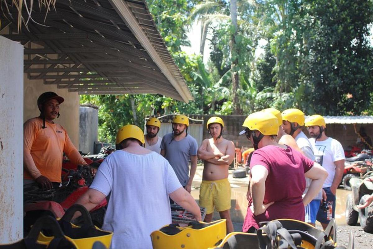a group of men wearing yellow hard hats standing together