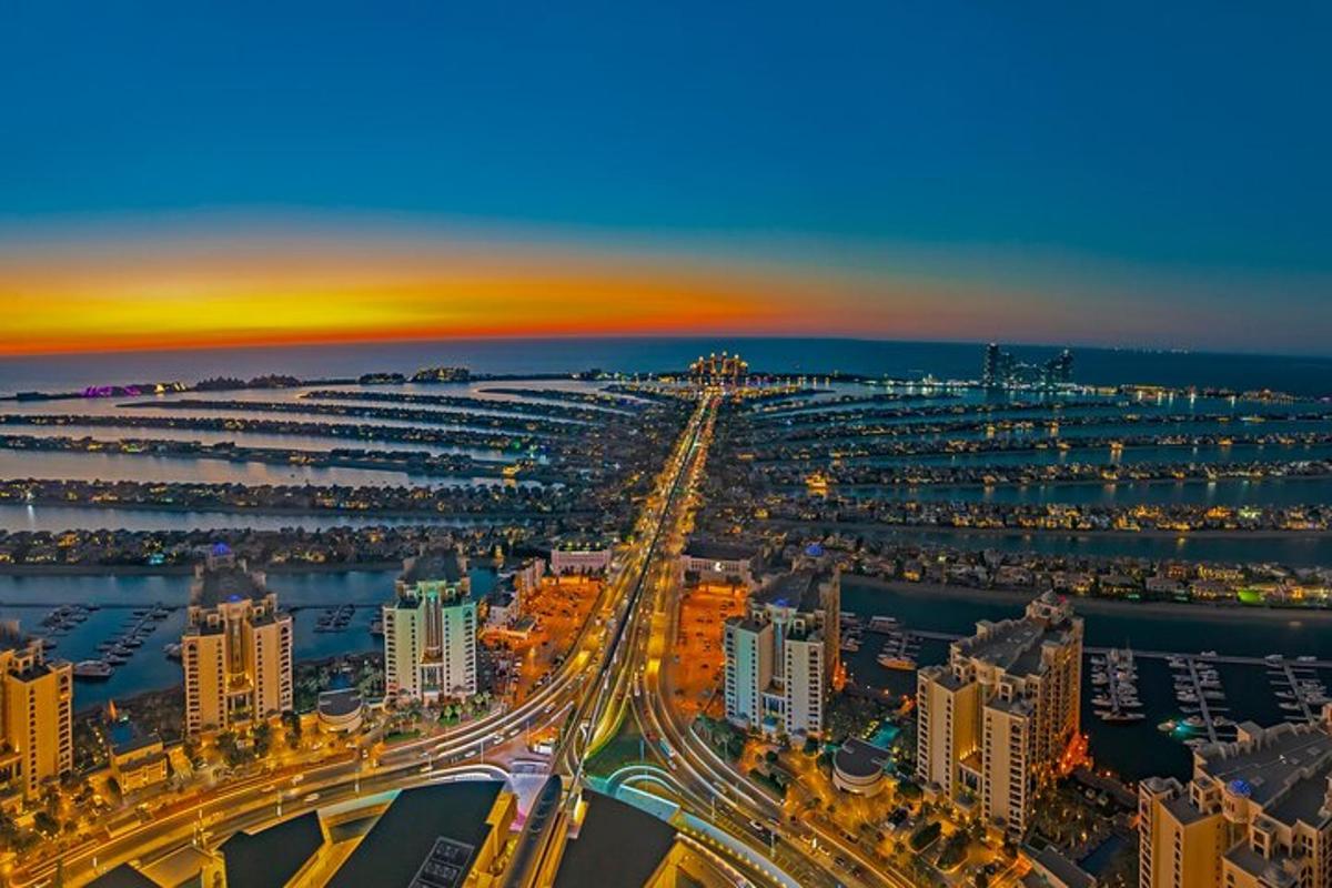 an aerial view of a city at night