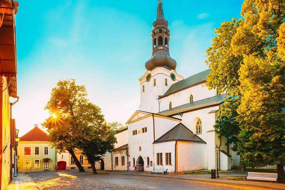 a large white church with a tall steeple