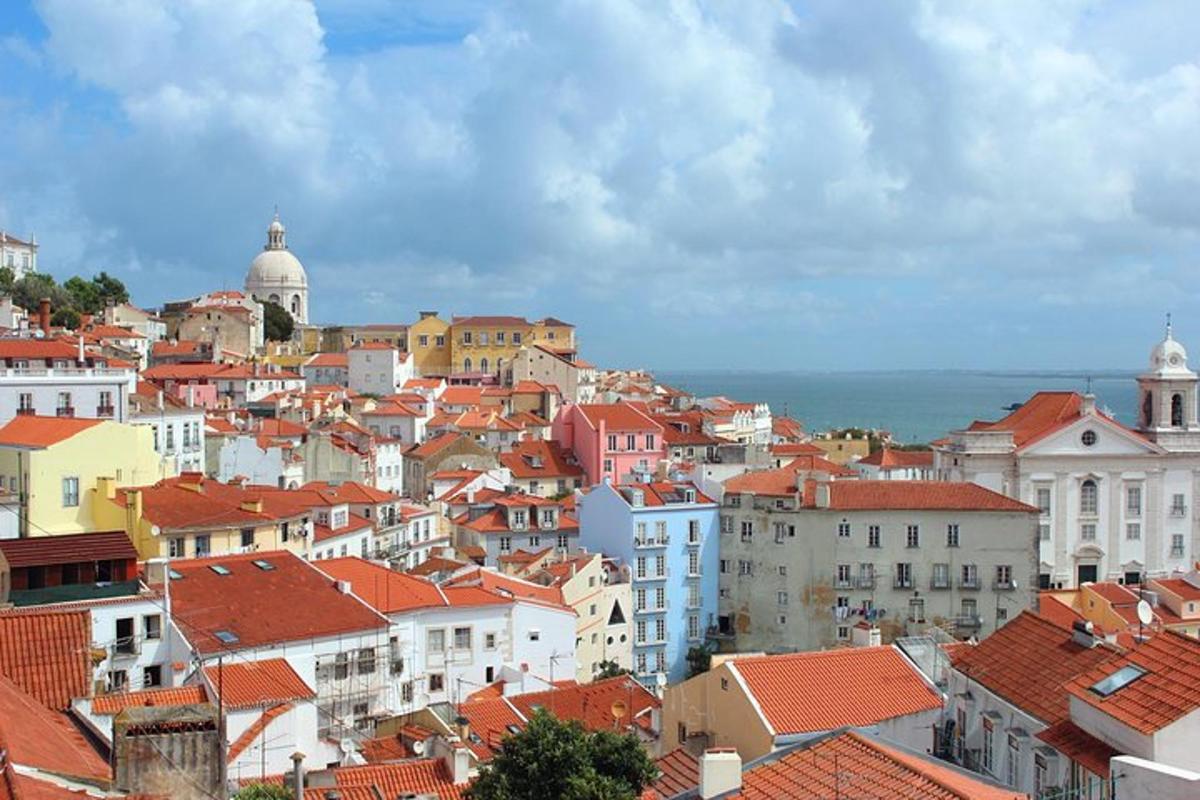 a view of a city with red roofs