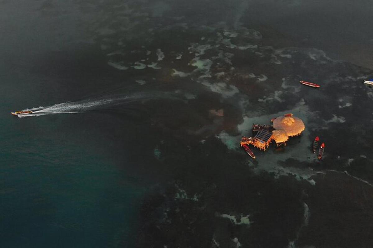 uma vista aérea de uma ilha no oceano
