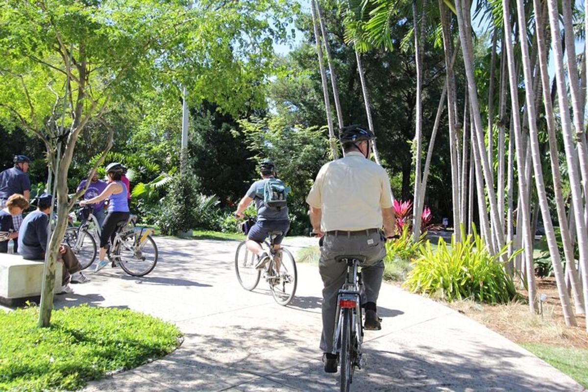 un gruppo di persone che vanno in bicicletta in un parco