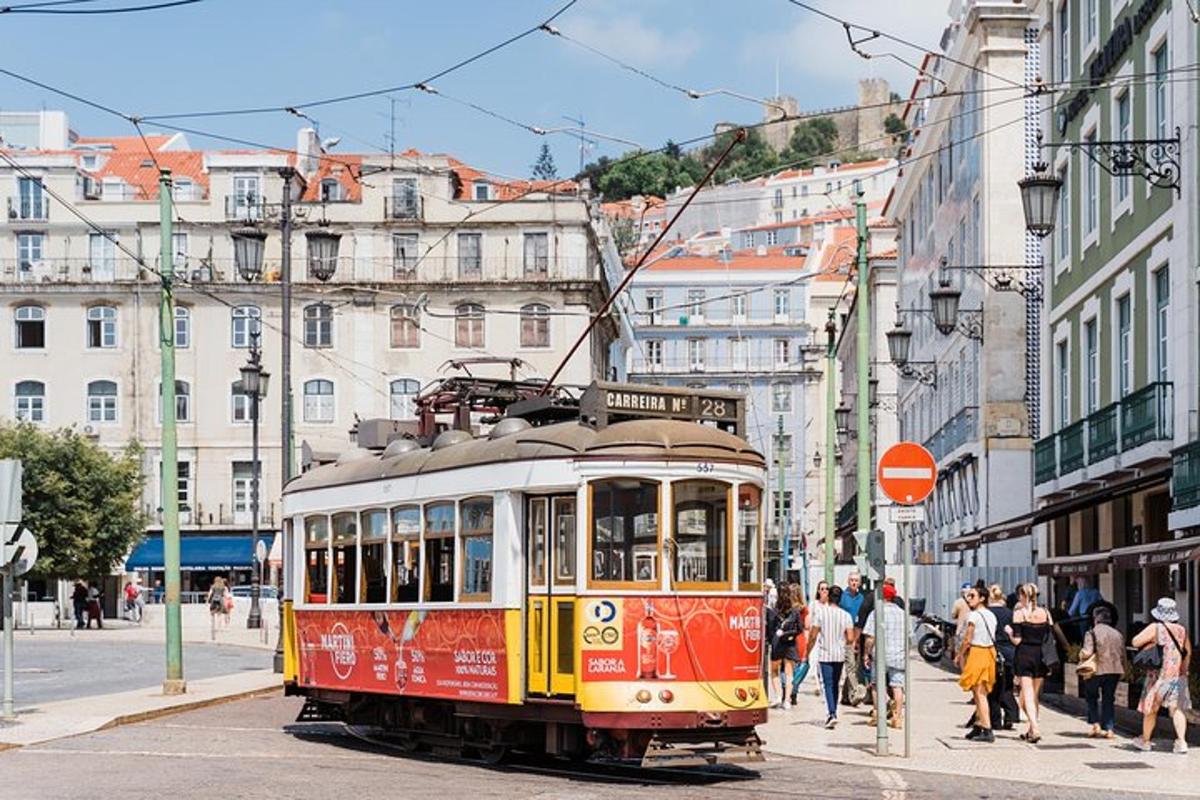 a trolley car on a street in a city