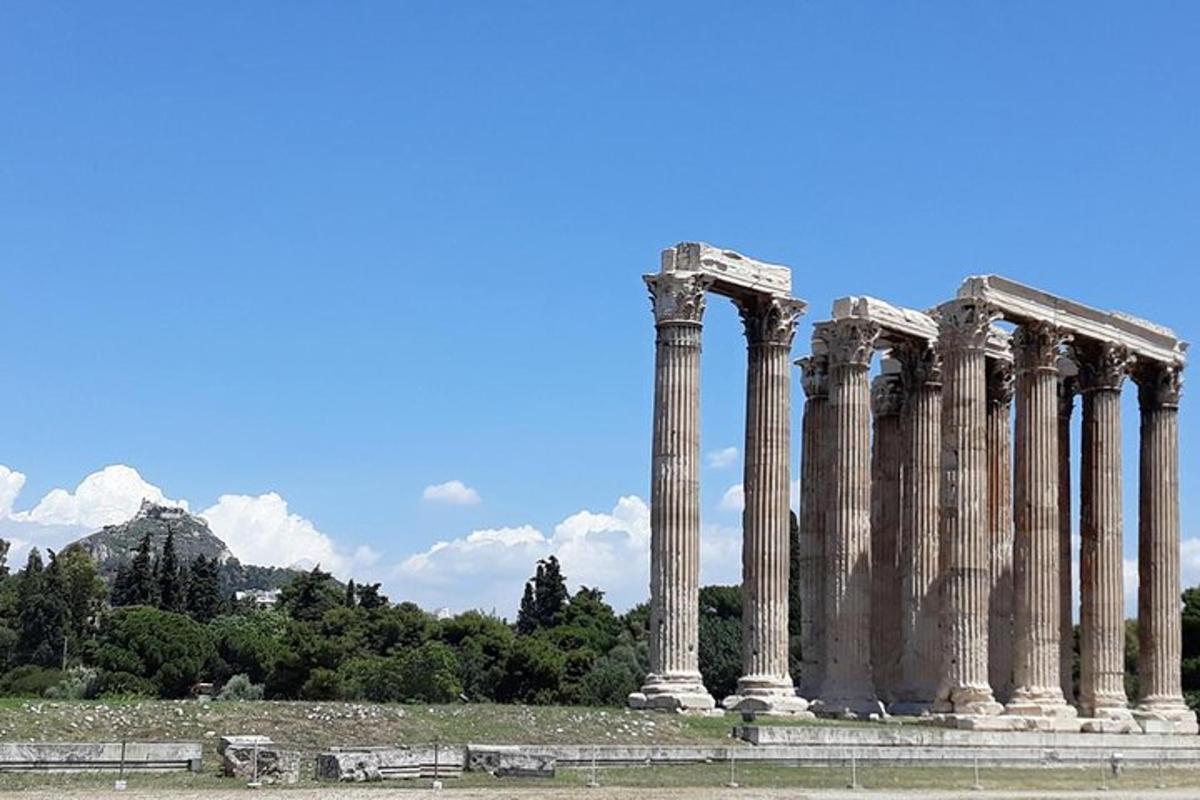 a group of columns in front of a building