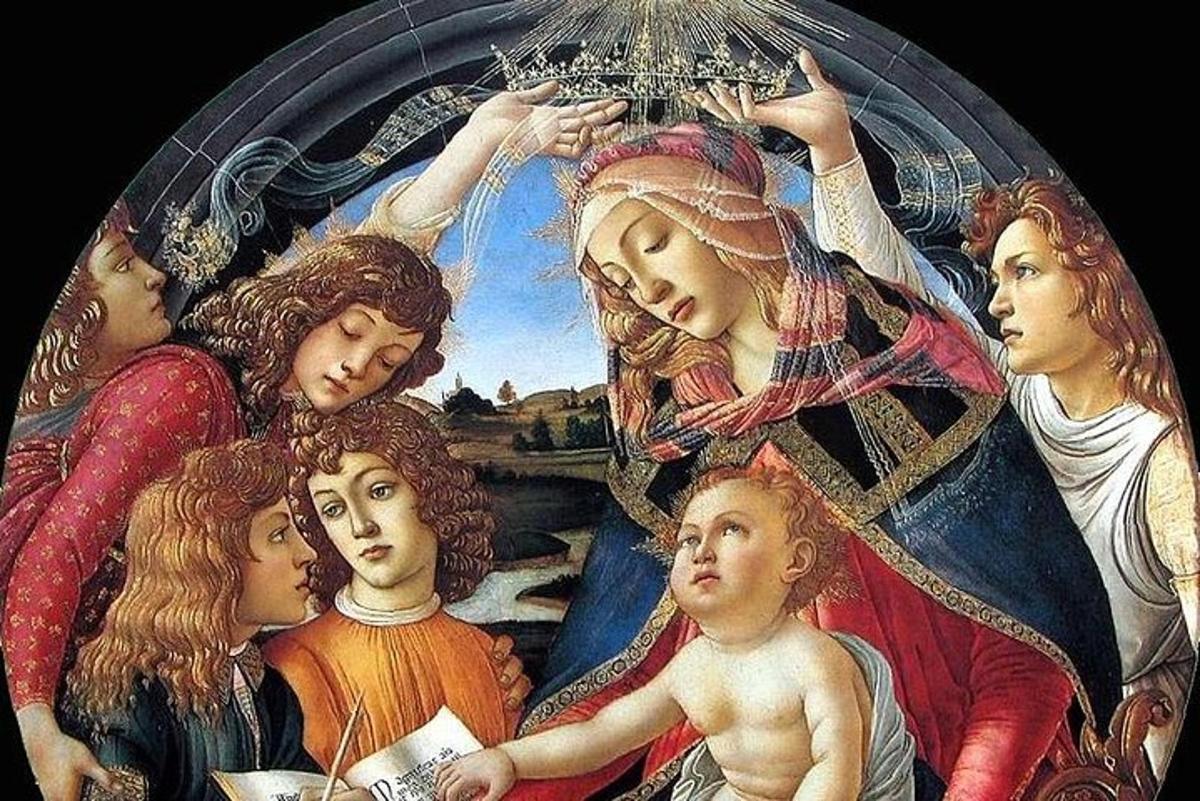 un dipinto di un gruppo di persone su un muro