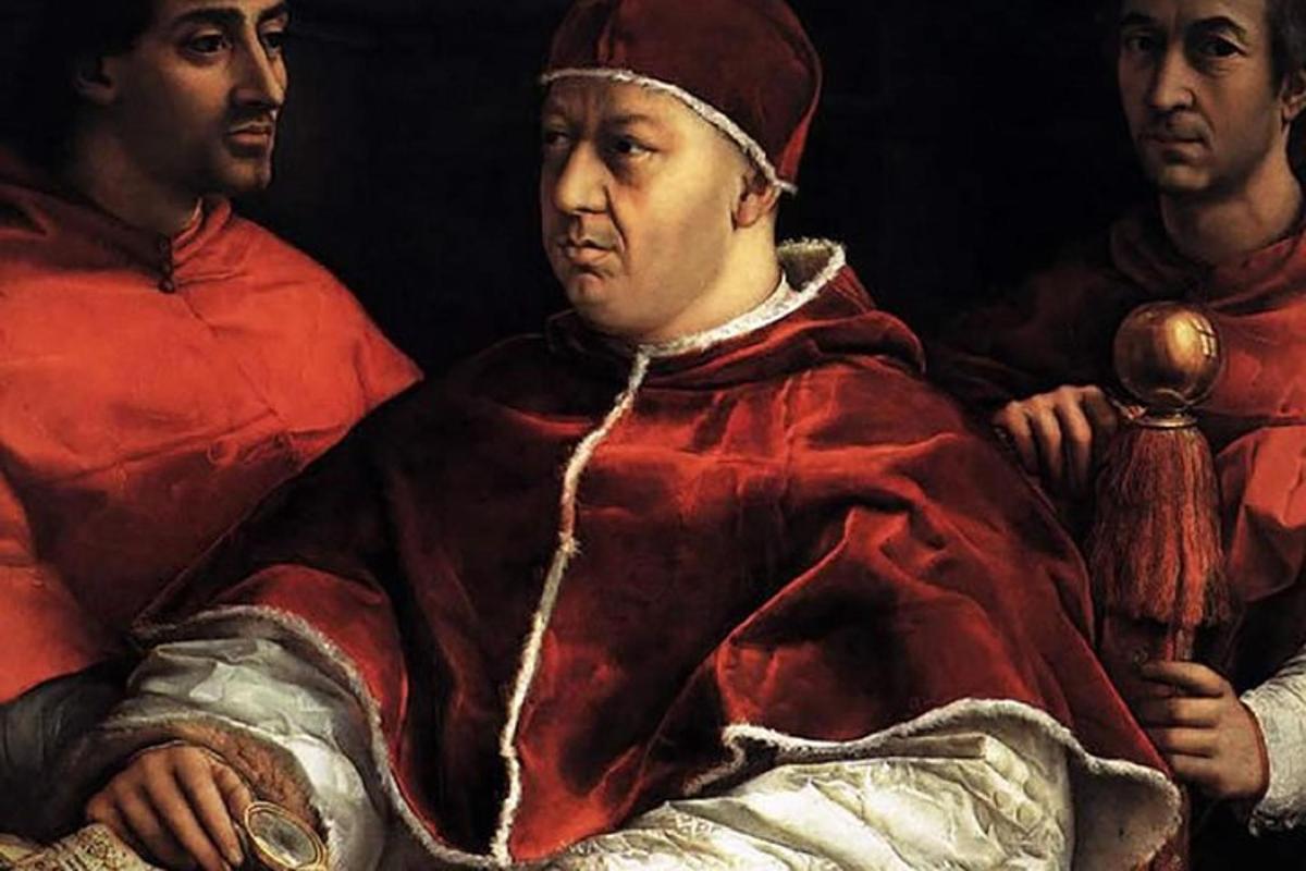 a painting of a man with three other men